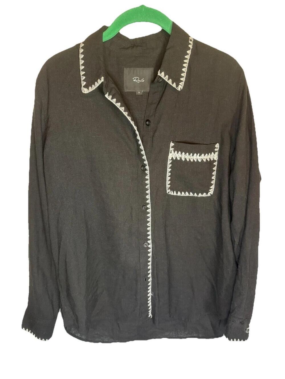 Rails Women's Charli Shirt Linen Blend  Black Size S